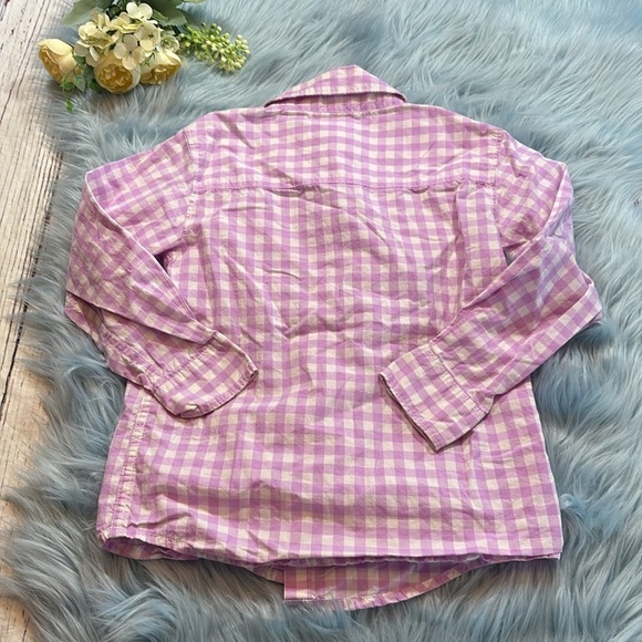 Carters Boys Light Purple White Plaid Pocket Button Down Shirt sz 5 - Picture 8 of 8